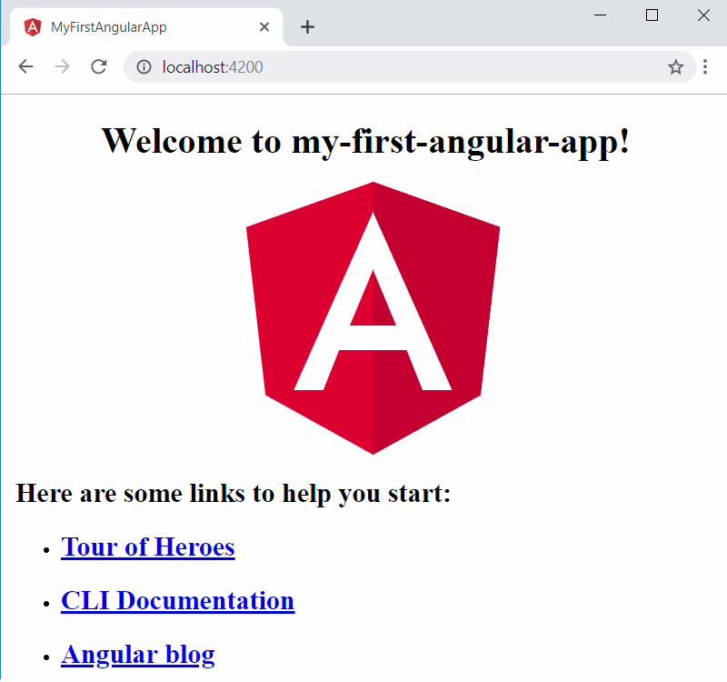 First angular application in the browser