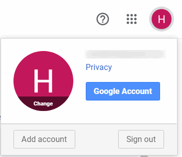 Opening Google account settings