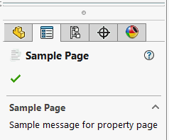 Property page with custom title, icon and message