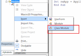 Adding class module to VBA macro