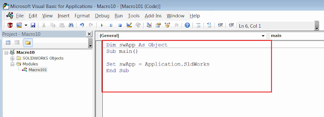 Macro module in VBA editor