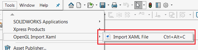 Import XAML command in menu
