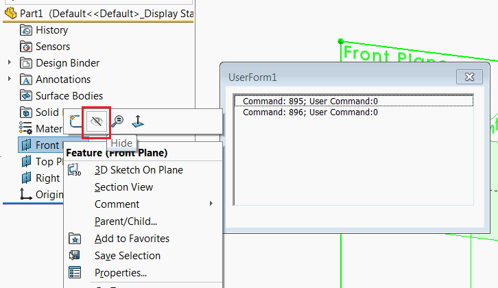 Capture SOLIDWORKS Commands