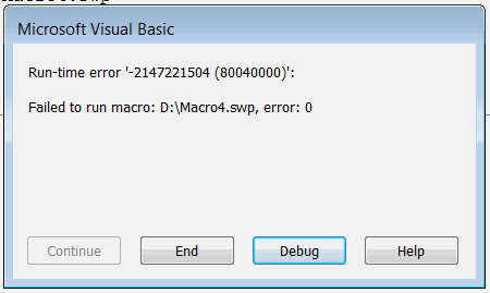 Failed to run macro error