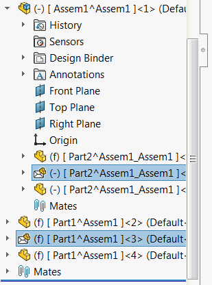Envelope components selected in the feature manager tree