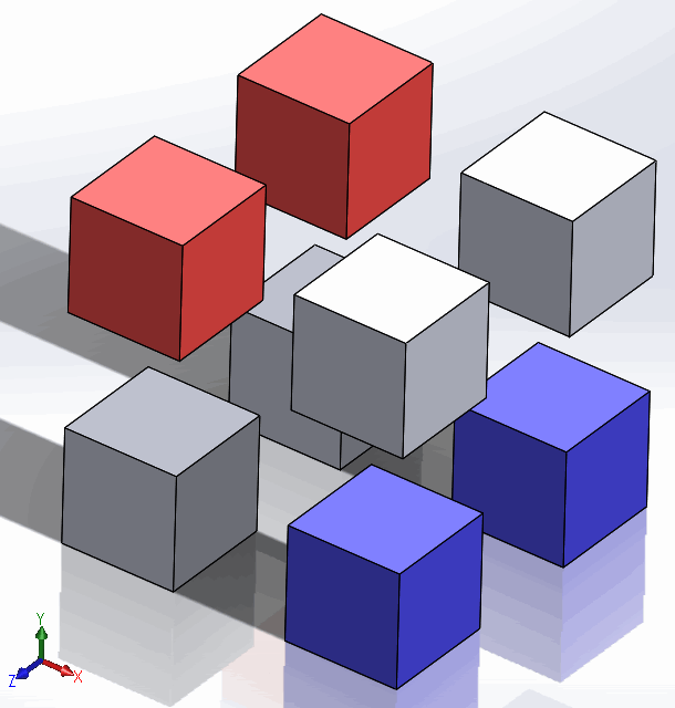 Components inserted into 2 x 2 x 2 grid