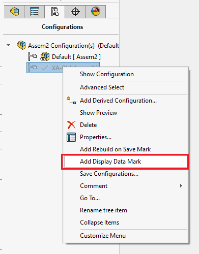 Add display data mark flag to configuration