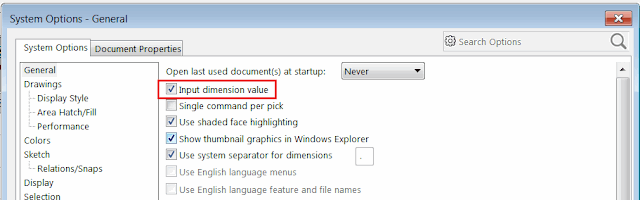 Option to input dimension value on creation