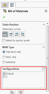 List of configurations to use in the BOM table