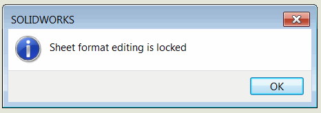 Message indicating that the sheet is locked for editing