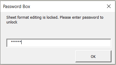 Prompt to enter password to unlock spreadsheet