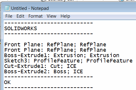 Feature type names copied to Notepad