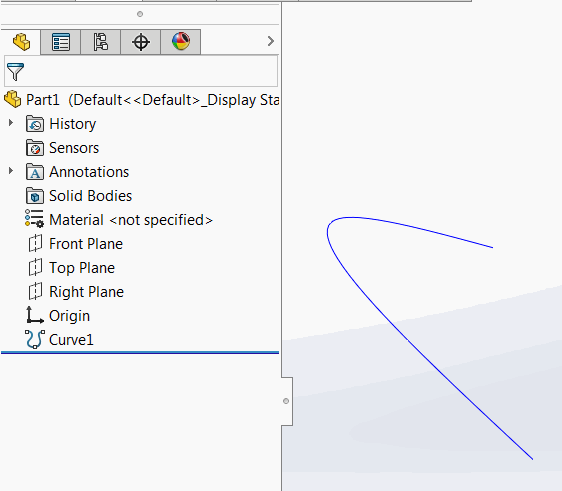 Free form curve in SOLIDWORKS feature manager tree