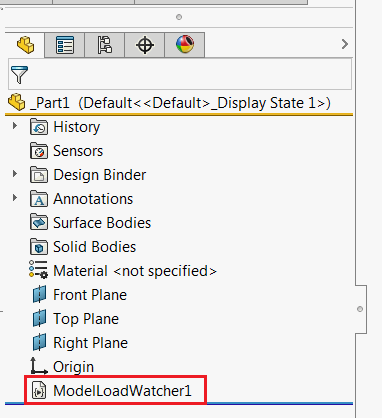 Macro feature inserted into the feature manager tree