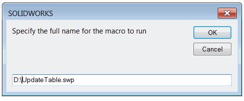 Select path to the macro for running