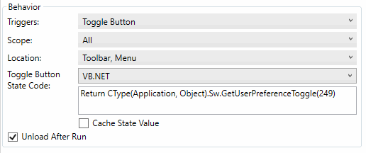 Code for handling the state of the toggle button