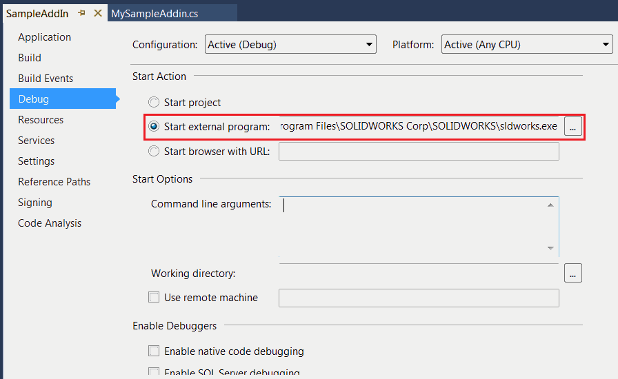 solidworks c# add in template download