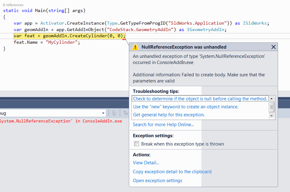 .NET exception thrown in the .NET application