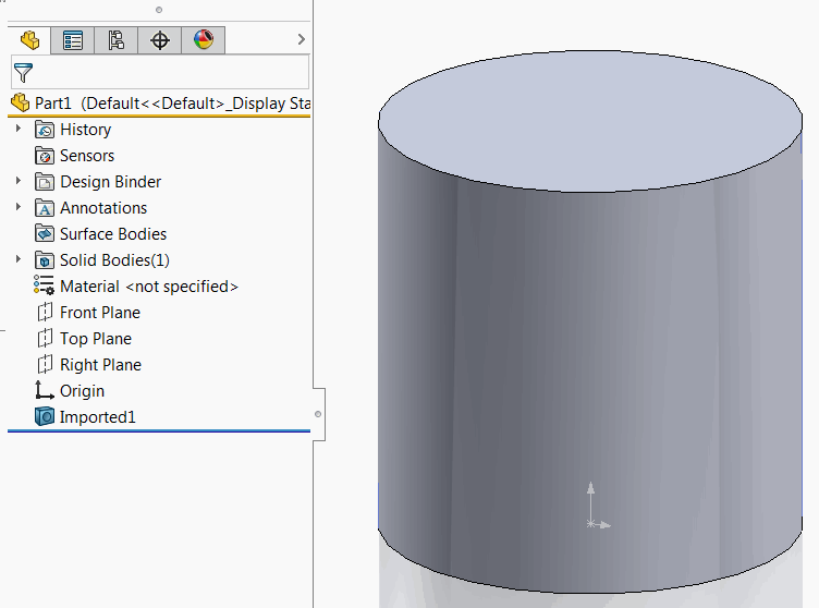 Cylinder geometry created from the add-in menu