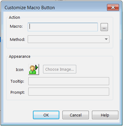 Specifying the options for the macro button