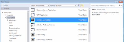 Selecting VB.NET Console Application project template