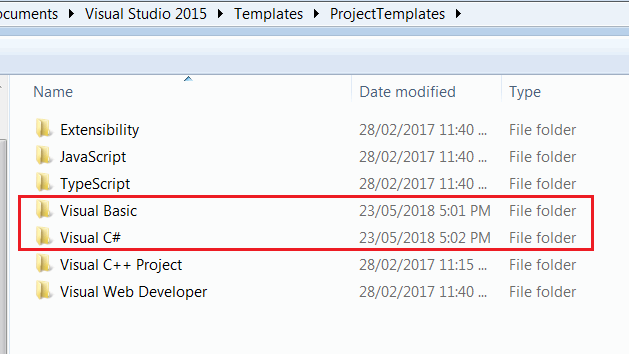 Project templates folder