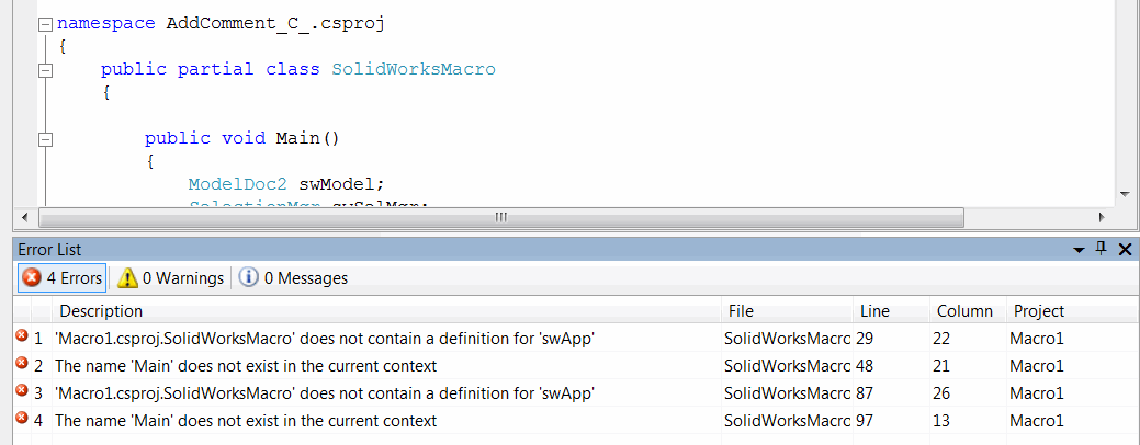 Invalid Namespace In VSTA (C# or VB.NET) Macro