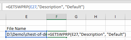 Reading description property from the Default configuration of the file