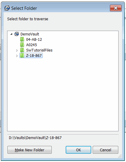 Built-in PDM Folder Browse dialog