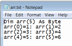 Array declared as text
