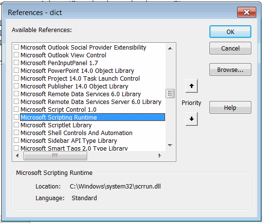 Microsoft Scripting Runtime reference
