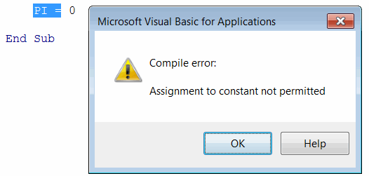 Compile error assignment to constant not permitted when changing the value of constant variable