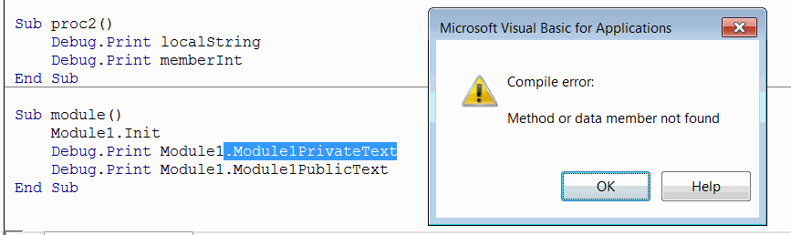 Compile error: method or data member not found when calling the privately declared variable from outside class